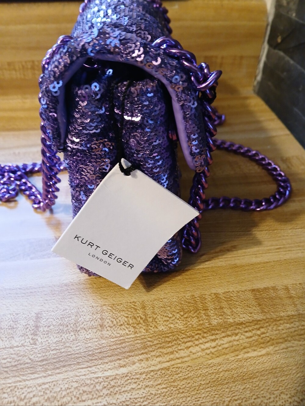 Kurt Geiger NWT Purple Sequin Kensington & Dustbag STUNNING & RARE - Picture 8 of 10